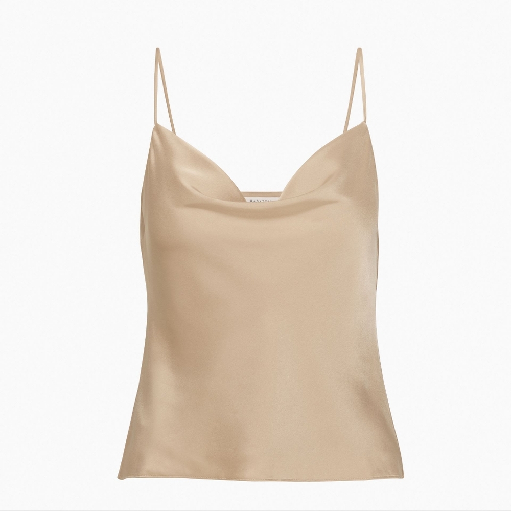 Aritzia Babaton Cowl Neck Camisole in Gold Camel Sz XS